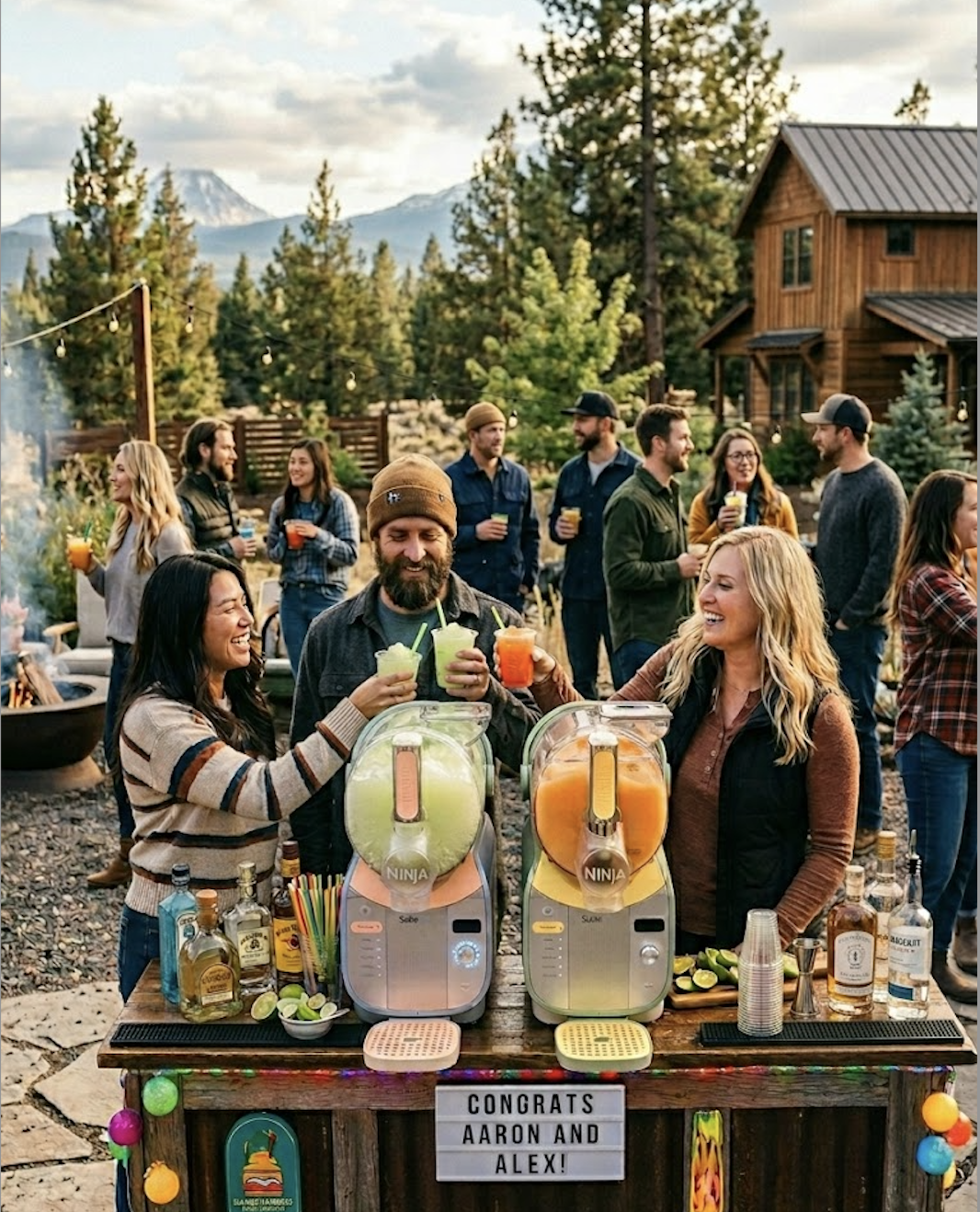 Engagement party with frozen drink machine rental in Central Oregon